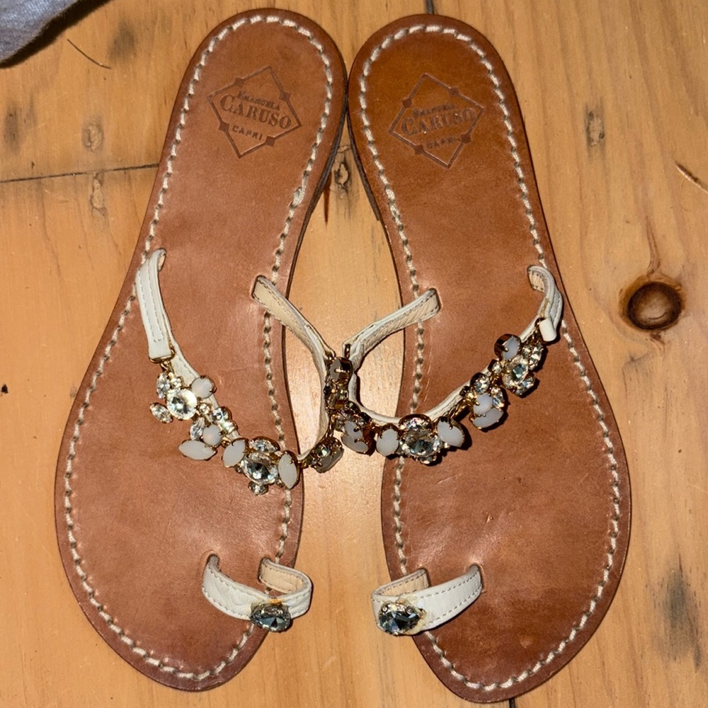 Emanuel Caruso Capri leather embellished Sandals- NFS - so so not buy